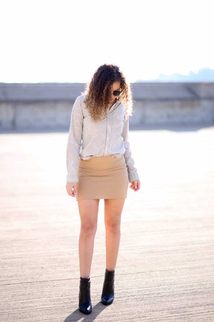 camel skirt outfit