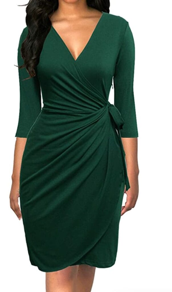 green wrap dress