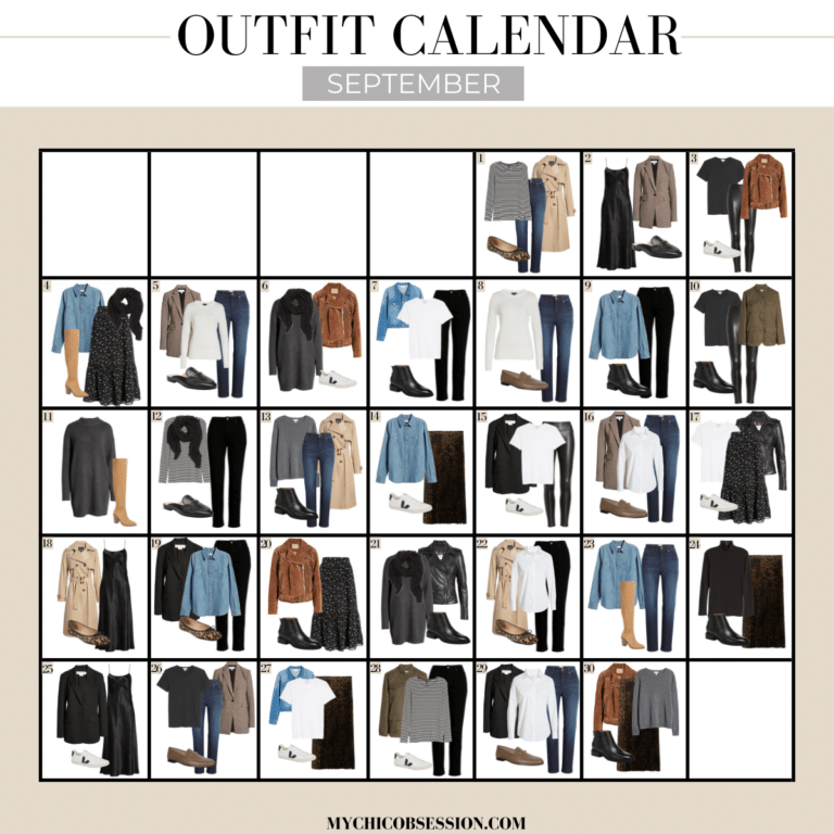 September Monthly Outfit Calendar