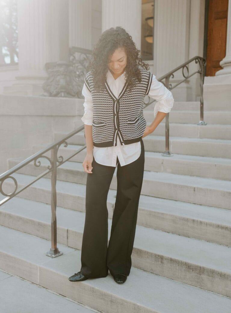 sweater vest fall outfit
