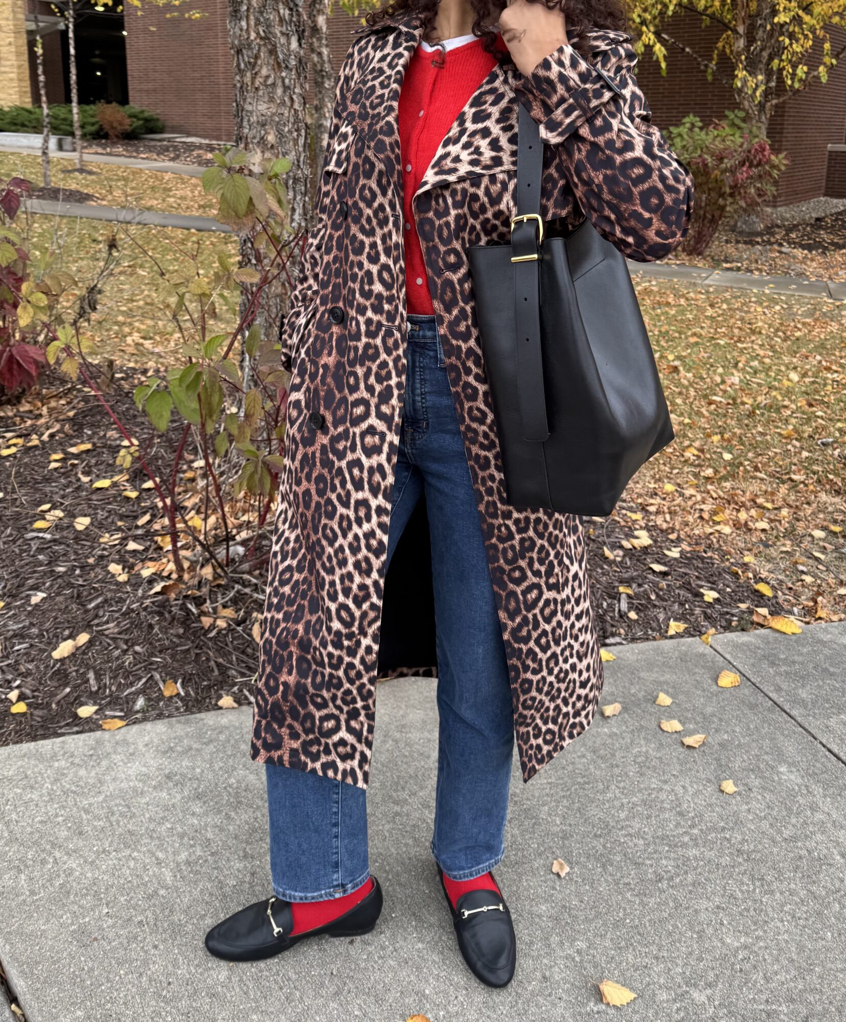 leopard print trench coat