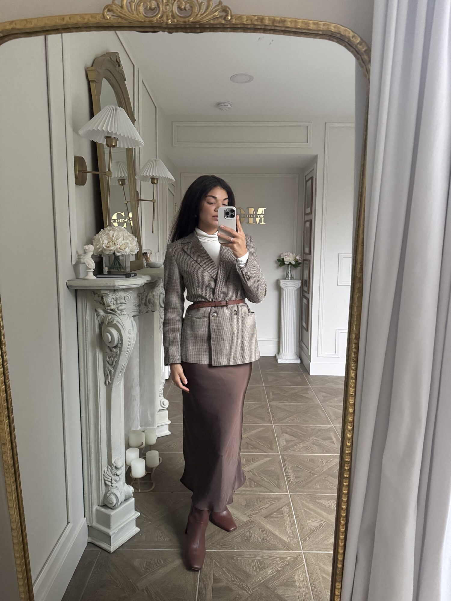 slip satin skirt outfit