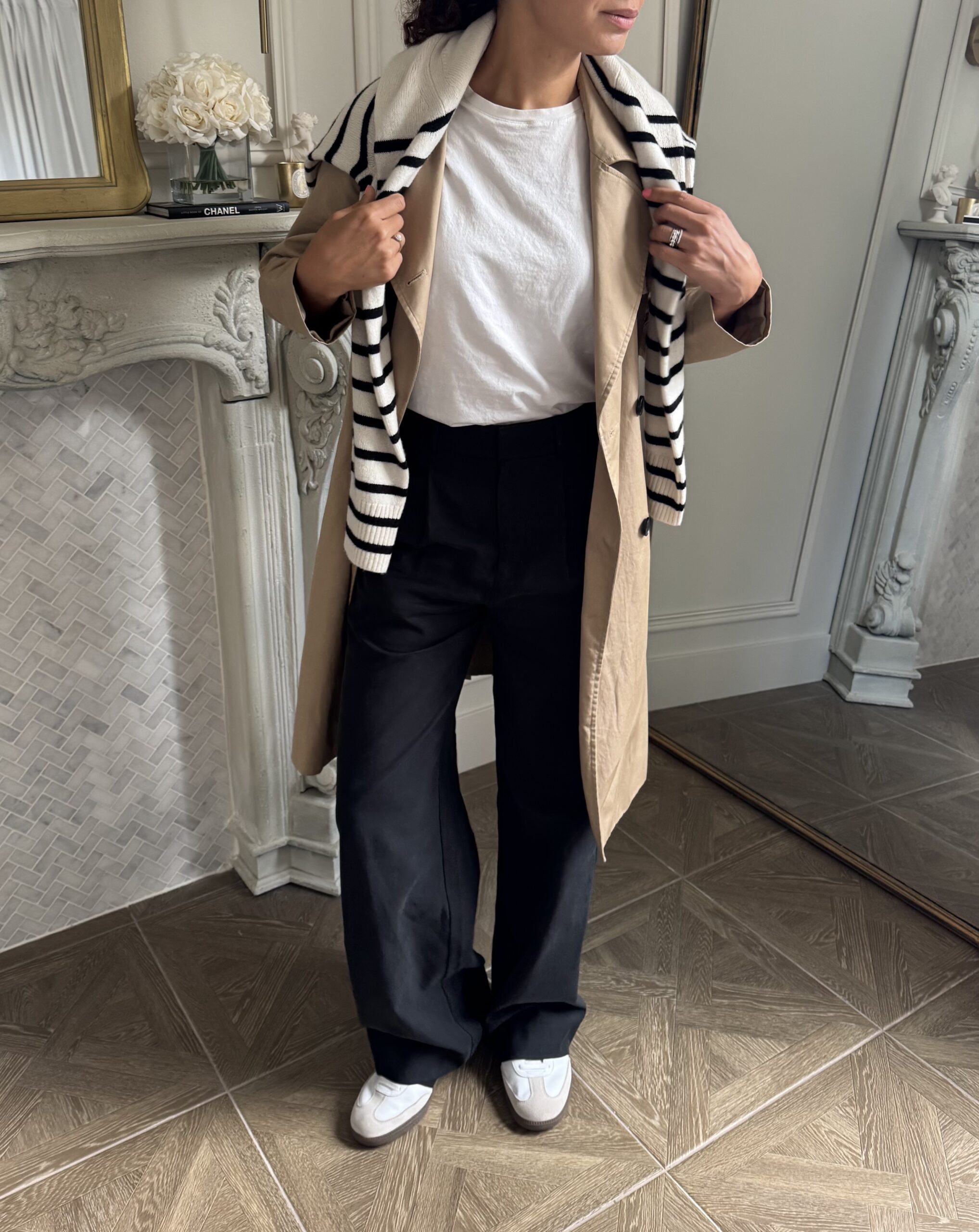 black pants spring outfit