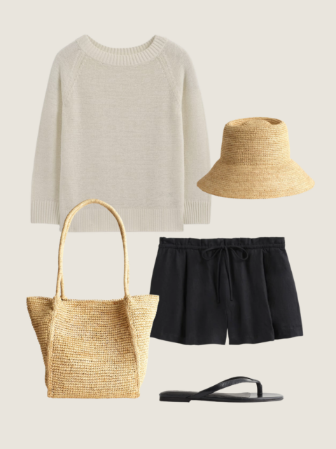 neutral linen outfit