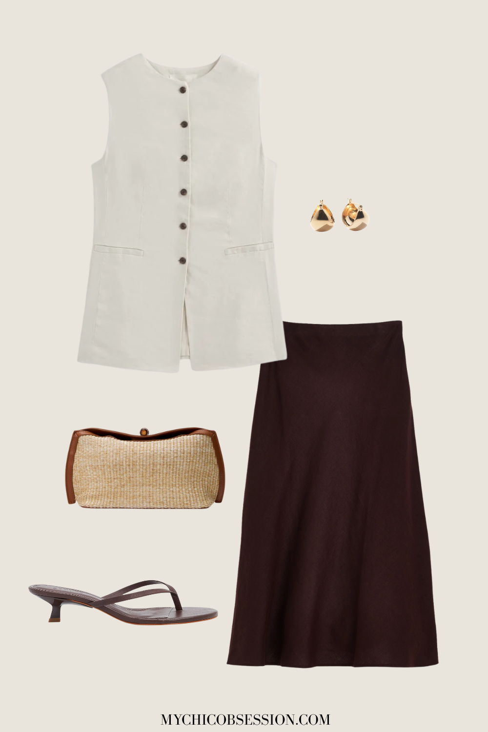 neutral linen outfit