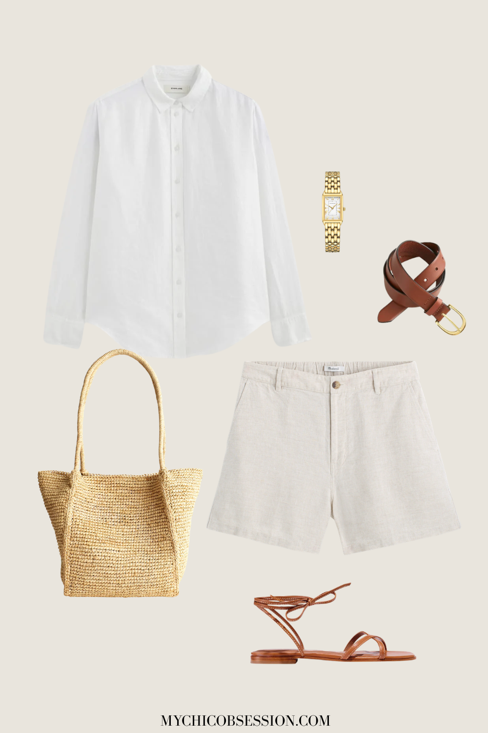 neutral linen outfit