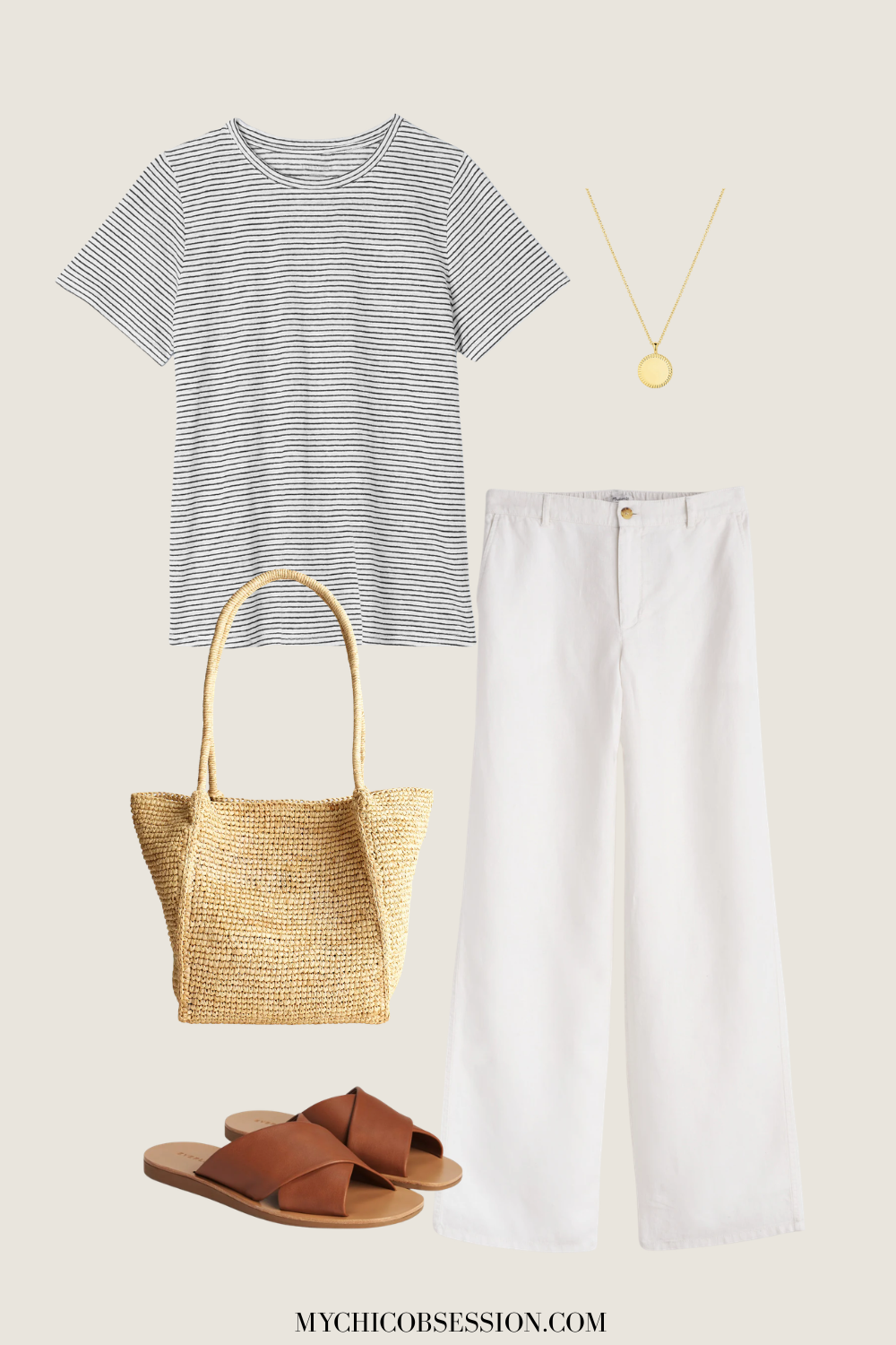 neutral linen outfit