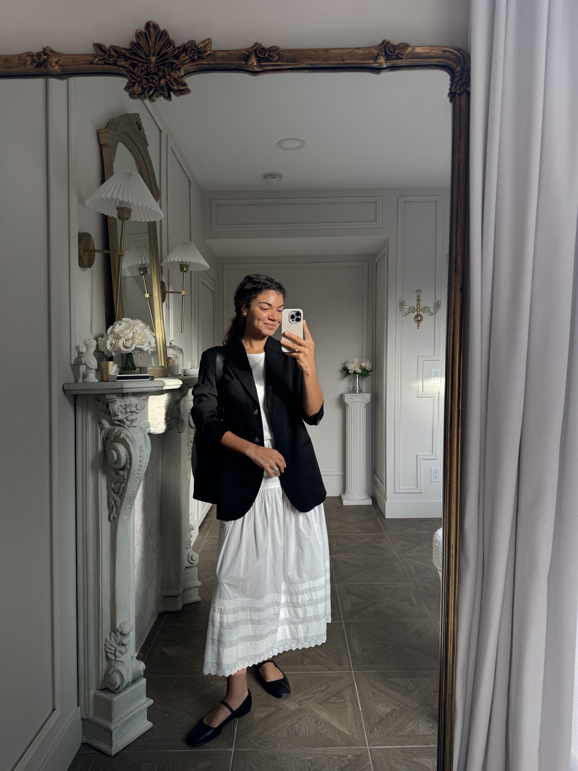 white skirt outfit