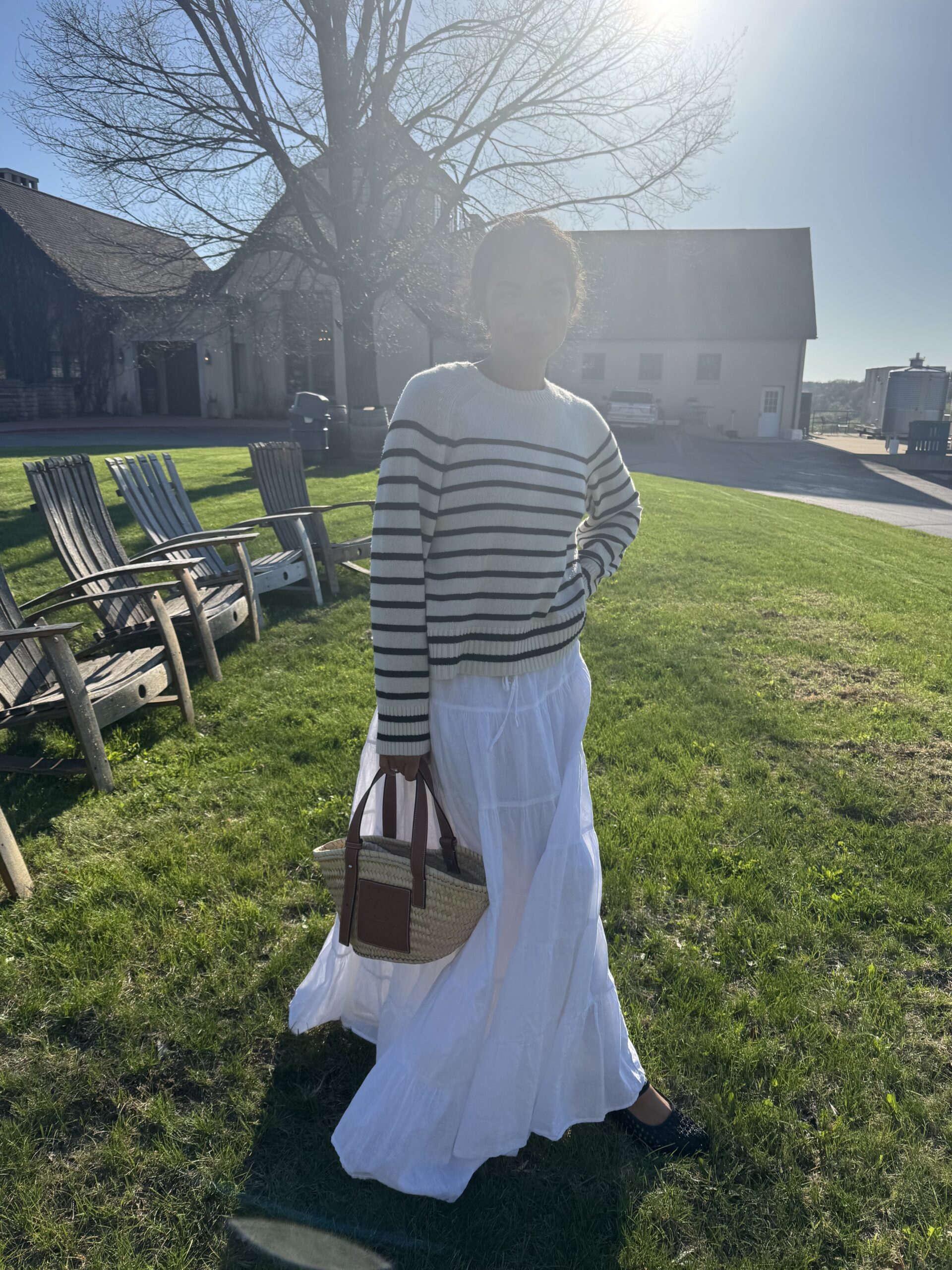 white skirt outfit
