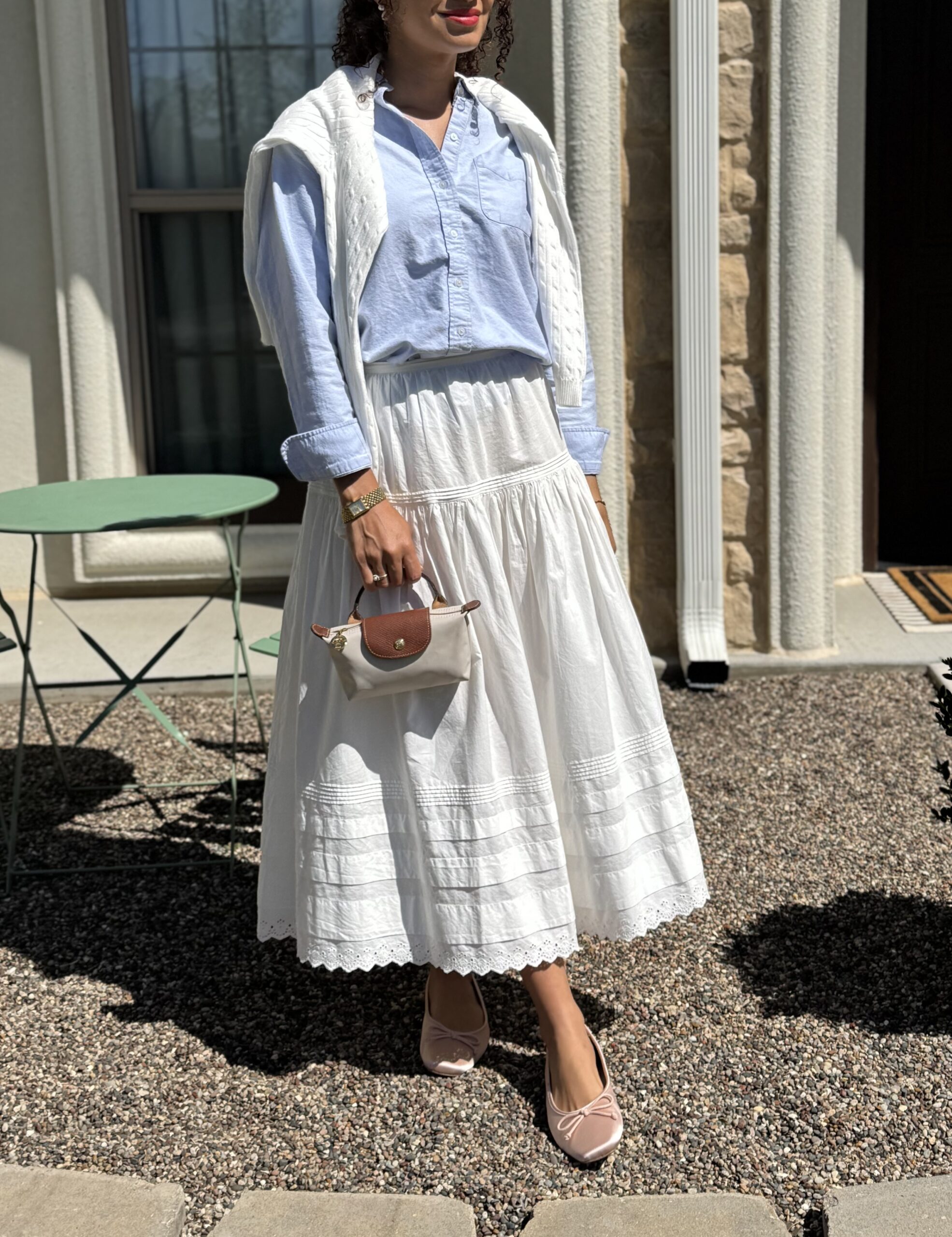 white skirt outfit