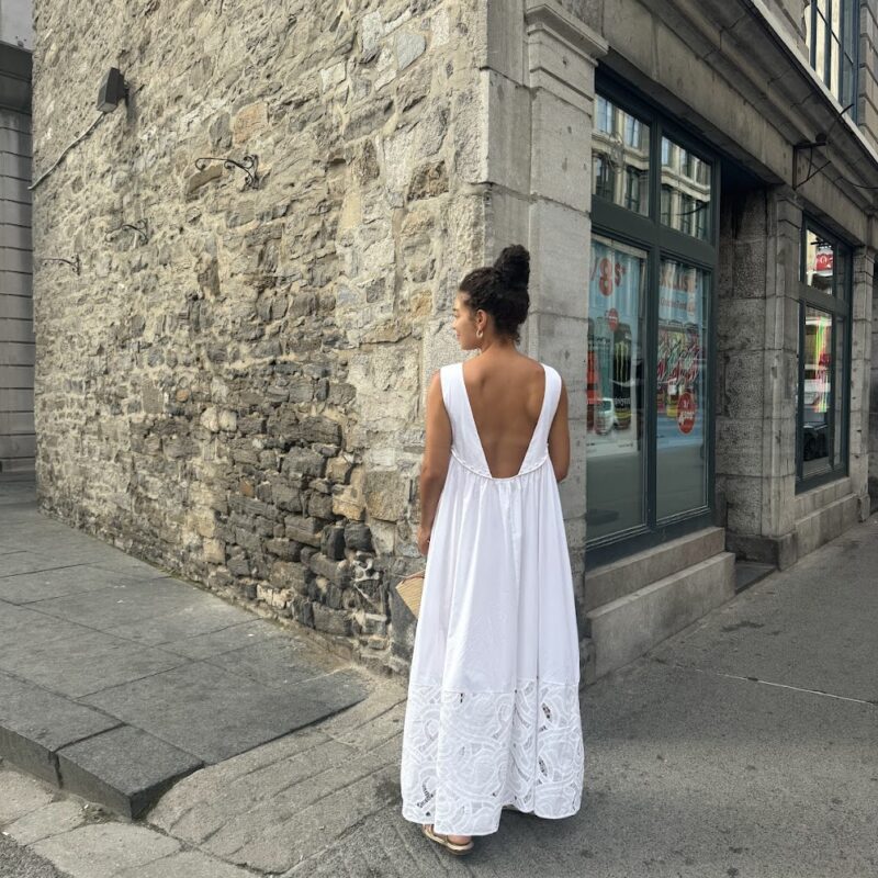 summer backless dress outfit